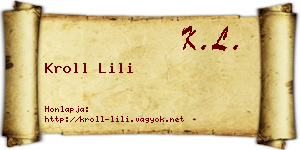 Kroll Lili névjegykártya